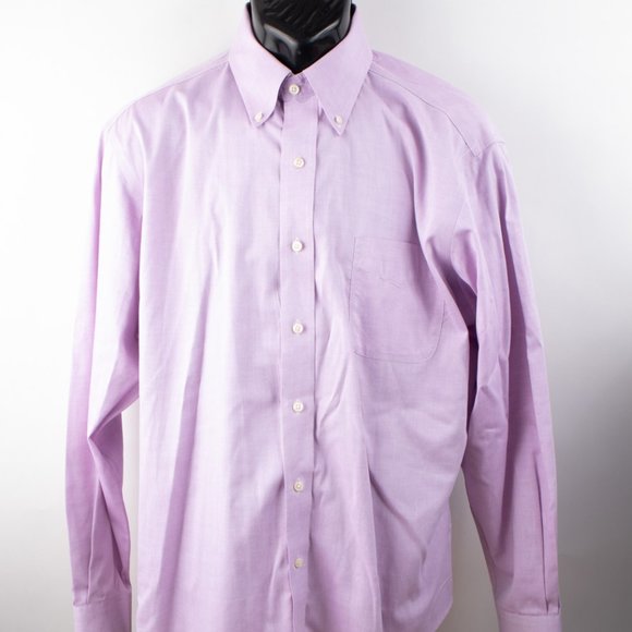 Ralph Lauren Non Iron Men's 16.5 34/35 Button Shirt Lavender Logo Long Sleeve - Picture 1 of 8